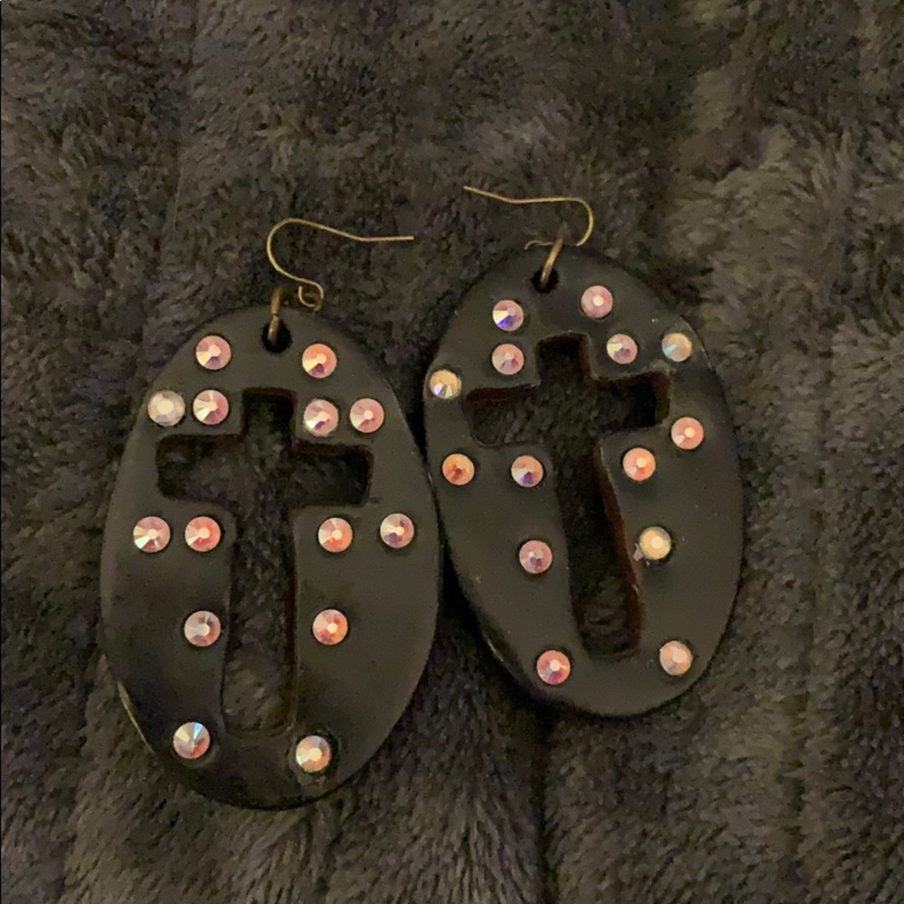 Black bling cross Sookie Sookie earrings